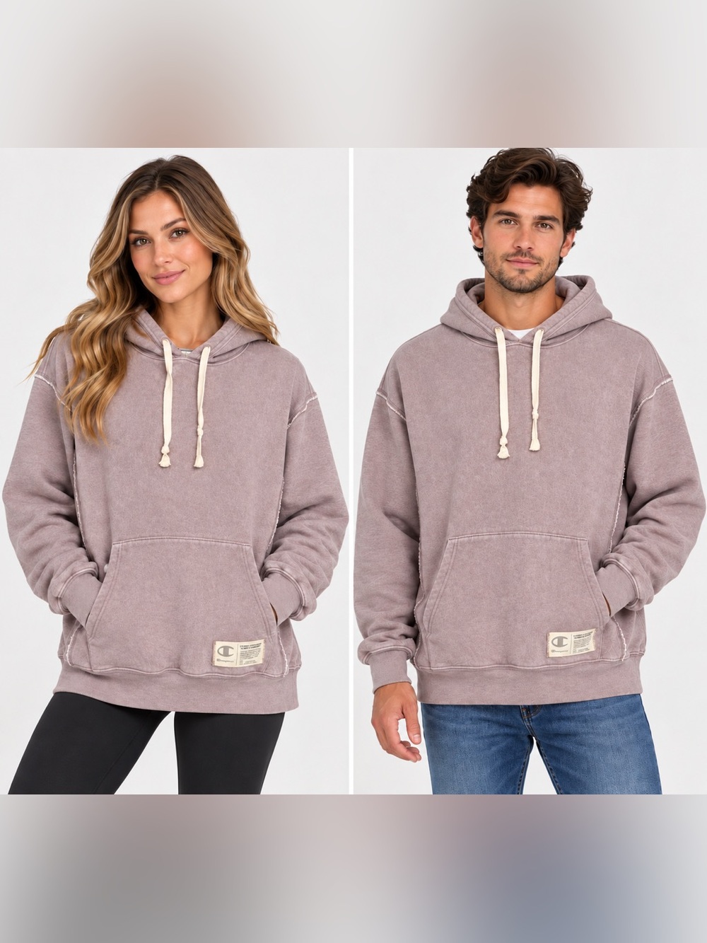 CHAMPION Reverse Weave Hoodie Unisex Oversized Pullover | Blush | Size M